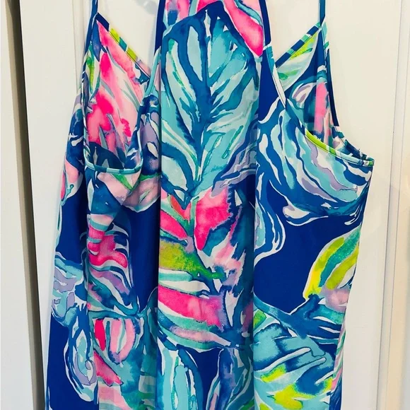 LILLY PULITZER DUSK SILK TANK in LILAC VERBENA ROCK THE DOCK print- Sz L •NWOT• - Picture 4 of 6